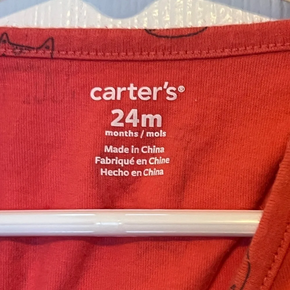Carter’s girls sleeveless dress with cats - Size 24 months -  Red